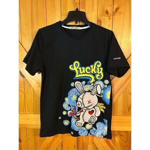 BKYS Men's Lucky Charm Original Print with Heart Quality Blk Tee Size Small (050
